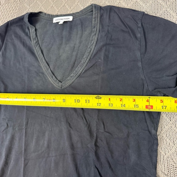 Cotton Citizen Vintage Black Standaed V Neck Tee Medium USA Made - Picture 8 of 15